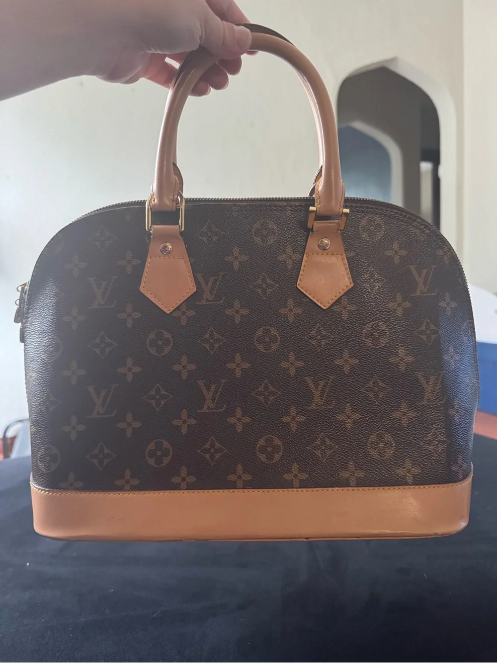 Louis Vuitton Alma PM Monogram M51130 Satchel Handbag Brown & Tan